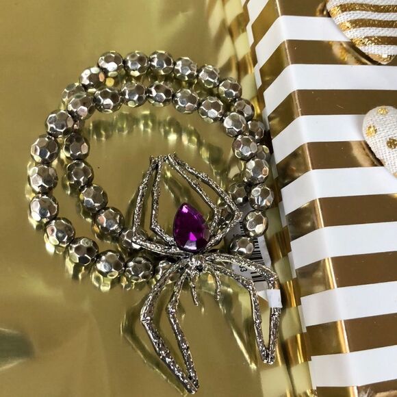 spider Jewelry - VINTAGE SPIDER Goth Stretch Bracelet purple crystal NEW